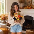 thumbnail image 7 of Mini Artificial Thanksgiving Pumpkin Maple Leaf Potted Plants, Realistic Fall Autumn Greenery Tabletop Ornament, Small Faux Plants Decor for Home Office Desk Indoor Holiday, 7 of 7