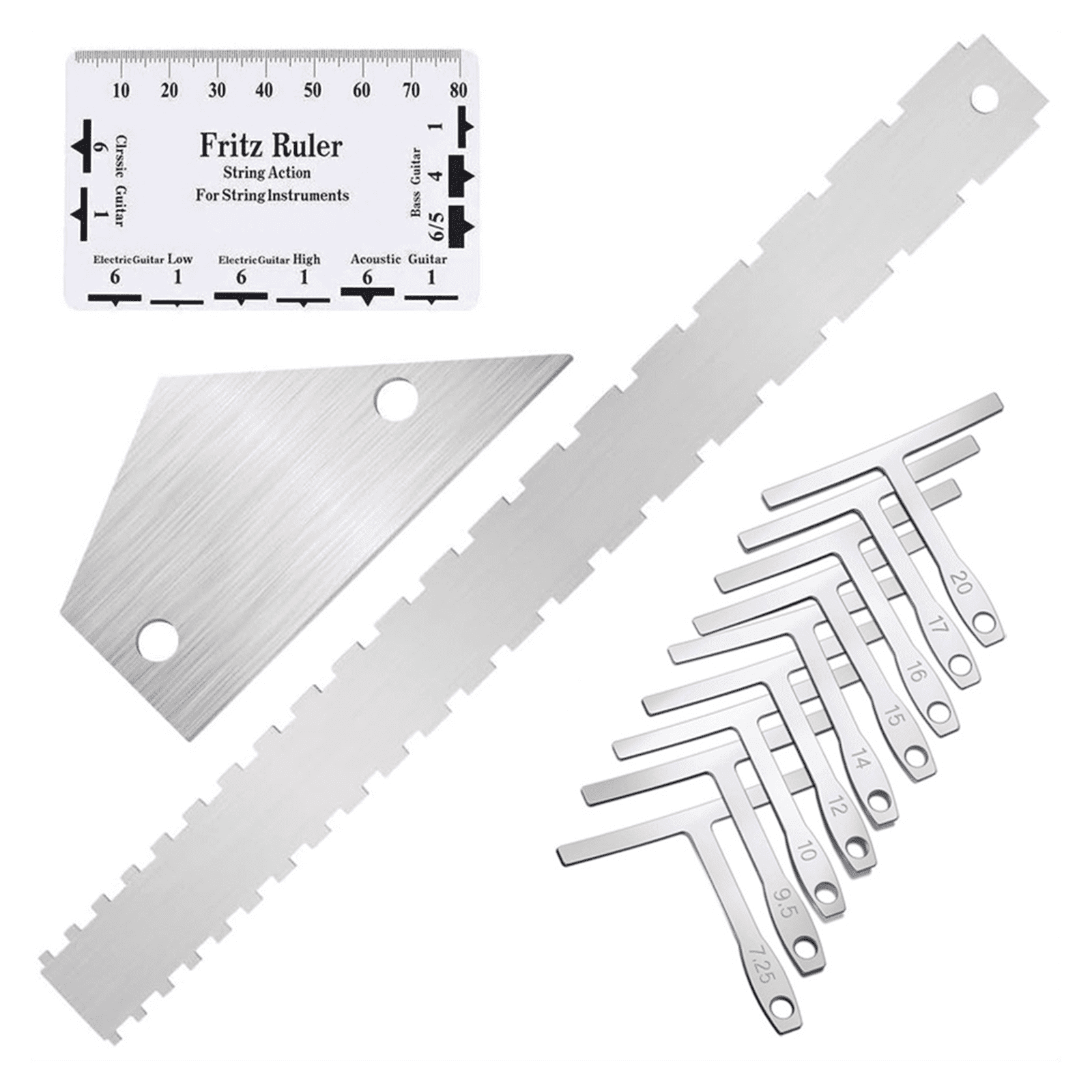 Multifuntional Guitar Luthier Set String Gauge Essential Tool for String Height and Fretboard Measurement