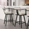 thumbnail image 3 of Home Square 2-Piece 30.25" Faux Leather Swivel Bar Stool Set in Cream/Black, 3 of 4