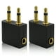 thumbnail image 1 of Adaptadores de auriculares para vuelos de aerolíneas, adaptador de auriculares con enchufe de conversión chapado en oro (2 piezas), 1 of 7