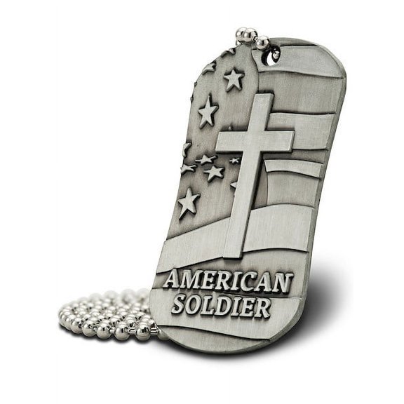 American Soldier Antique Dog Tag Necklace-Joshua 1:9 by Shields of Strength