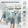 thumbnail image 6 of Nautical Coastal Tablecloth Round Summer Beach Starfish Coral Seashell Table Cloths Circular Table Cover Waterproof and Wipeable Polyester Tabletop for Dining Kitchen Picnic Party Decor 60 Inch, 6 of 6