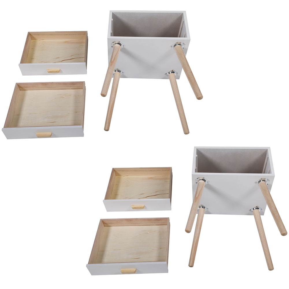 Kadyn Set of 2 Double Drawer Wooden Side Table for Sofa Couch, Modern Bedroom Minimalist Bedside Furniture Bedside Cabinets for Nursery, White Kadyn Set of 2 Double Drawer Wooden Side Table for Sofa Couch, Modern Bedroom Minimalist Bedside Furniture Bedside Cabinets for Nursery, White