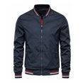 thumbnail image 1 of xiaxaixu Veste Bomber Légère pour Hommes Automne Imprimé Rayé Manches Longues Col Montant Zip Ajustée, 1 of 1