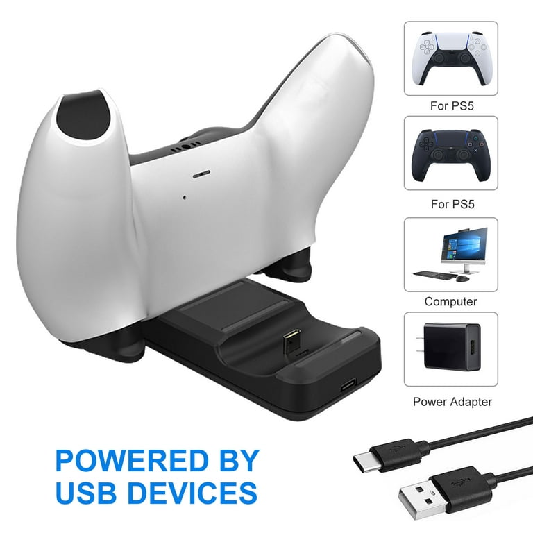 Normalt Foster letvægt Charger Dock Fit for PS5 Controller, Controller Charging Dock Station Fit  for PlayStation 5 PS5, TSV Dual USB Fast Charging Charger Dock Stand  Accessory Compatible with PS5 Controller DualSense - Walmart.com