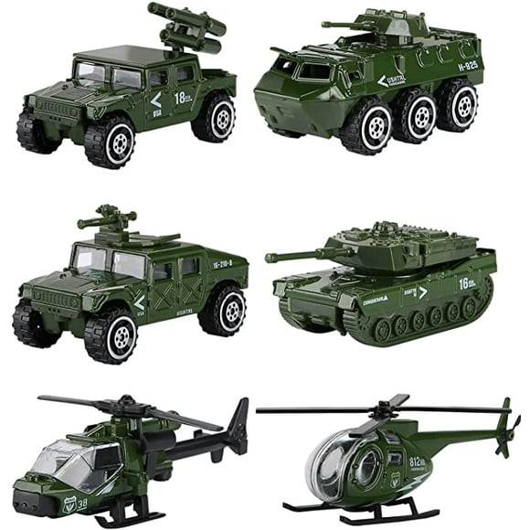 Hautton Diecast Police Cars Toy Vehicles, 6 Pack Alloy Metal Army Toys Model Cars Playset Police Patrol Jeep SWAT Truck Toy Cars for Age 3+ Kids Boys Toddlers -Green