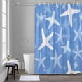 thumbnail image 5 of Summer White Bathroom Shower Curtain, Blue Starfish Ocean Marine Life Coastal Waterproof Washable Soft Bath Curtain for Bathtub Decor with 12 Hooks&Grommet, 72x72 Inch, 5 of 9