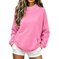 thumbnail image 2 of Womens Mock Neck Sweatshirts Oversized Pullover Fall Outfits Fall Fashion Clothes 2026,Long Sleeve,Comfort Soft Fleece,Casual Travel Work Hiking Outfit Pink XL, 2 of 7