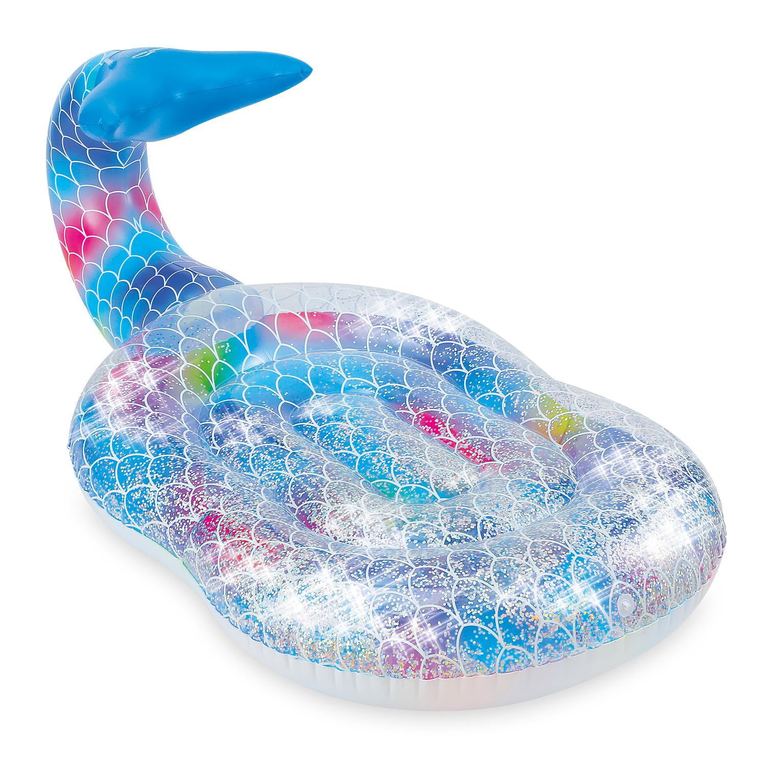 Summer Waves Glitter Sparkles Mermaid Island Inflatable Pool Float