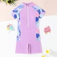 thumbnail image 2 of TOWED22 Infant Baby Girls Swimsuit Toddler Bathing Suit Long Sleeve Zipper One-Piece Rash Guard Ruffle Swimwear Purple,7-8 Y, 2 of 8