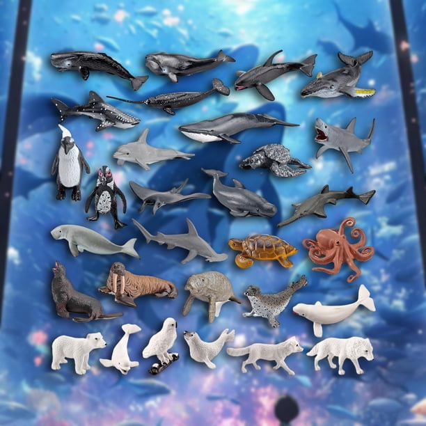 30 Pieces Sea Animals Sea Creatures Realistic Sea Animals Model