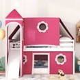 thumbnail image 3 of Harper & Bright Designs House Twin Loft Bed Frame with Slide and Tent, Castle Playhouse Bed Frame with Ladders for Boys Girls, Pink, 3 of 18