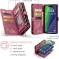 thumbnail image 3 of For iPhone 15 Wallet Case,iPhone 15 Zipper Folio Leather Case Wallet with Card Holder Strap Wristlet Detachable Magnetic Protective Back Case for iPhone 15 5G 6.1 Inch, 3 of 7