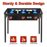 Bestfire Gas Stove for Cooking Outdoor, 3 Burners Outdoor Propane Burners for Cooking with Removable Legs 20 PSIG High Pressure Regulator ,225,000 BTU