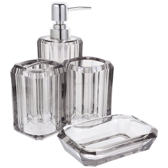 BESTYASH 1Set Bathroom Accessories Set Grey Toothbrush Holder Soap Dispenser Soap Dish for Storage