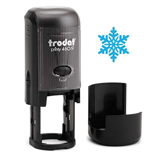 Round Teacher Stamp, Holiday, 3/4" Self-Inking Rubber Stamp - Snowflake - Sky Blue Ink