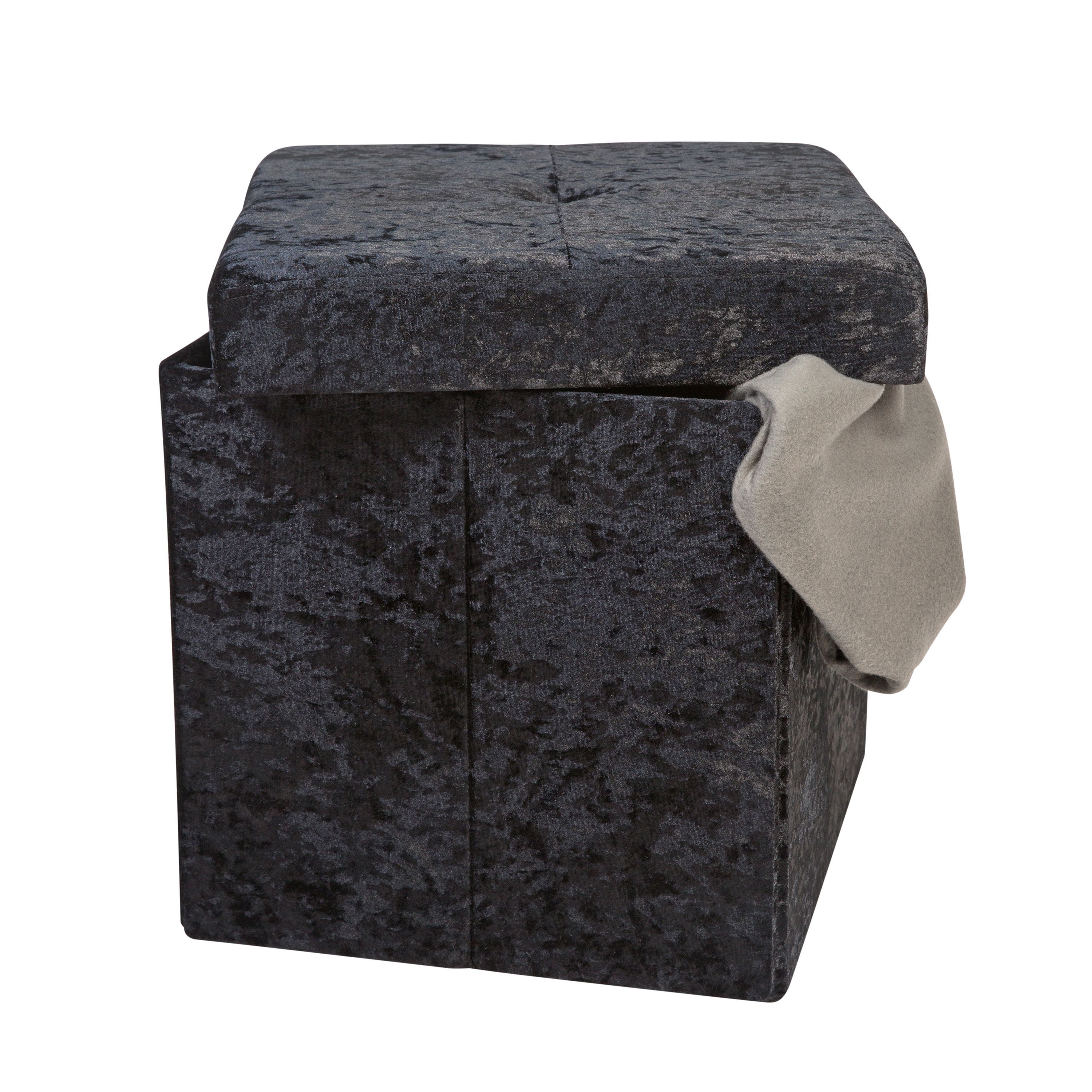 Spring Well,Beautiful Cube boxes in Crushed Velvet Dia Fabric Chest Box//Storage Blanket Box Champagne, Length 16 x Depth 16 x Hieght 16 Ottoman
