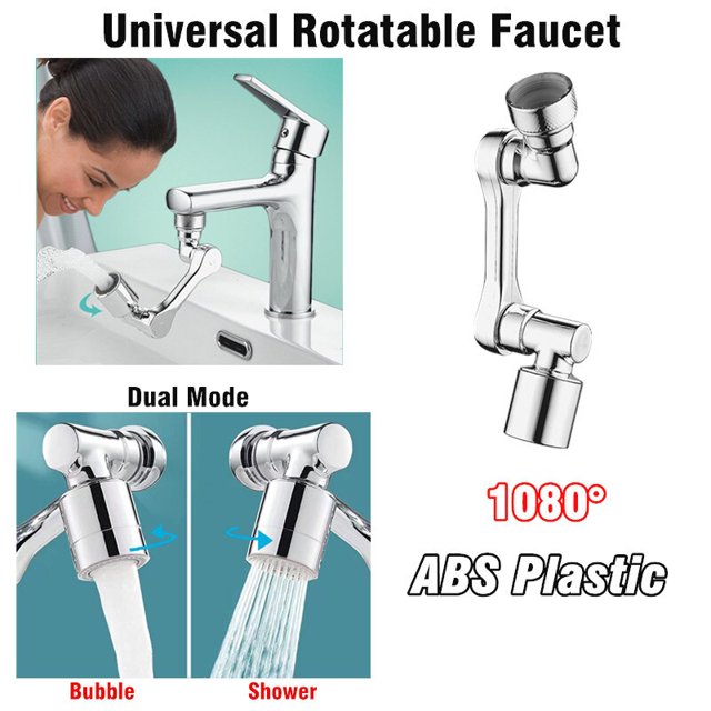 Aireador Universal giratorio de 1080 ° para grifo, extensor de filtro de salpicaduras de plástico, boquilla de burbujeador, brazo robótico para cocina y baño