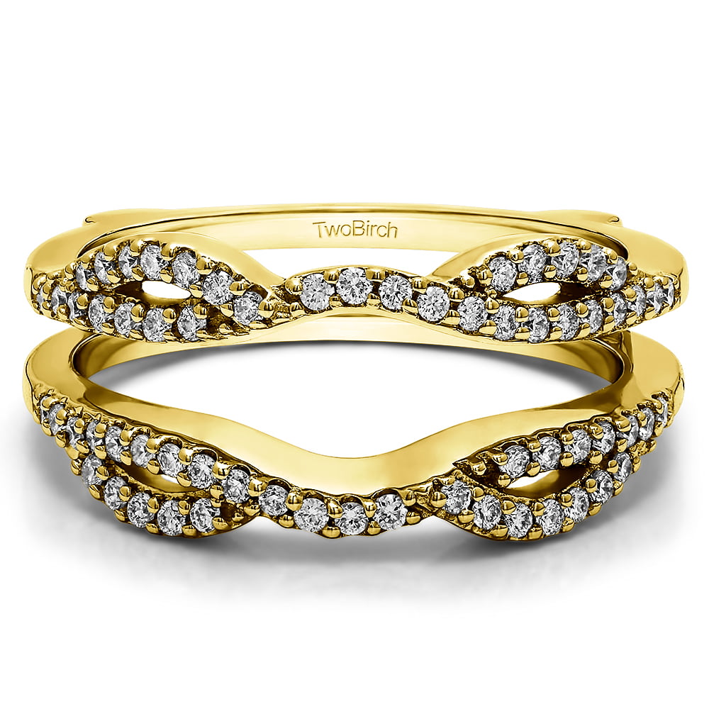 Size 3 To 15 in 1/4 Size Interval 0.29Ct Solitaire Ring Wrap Enhancer set in Yellow Gold set with CZ 