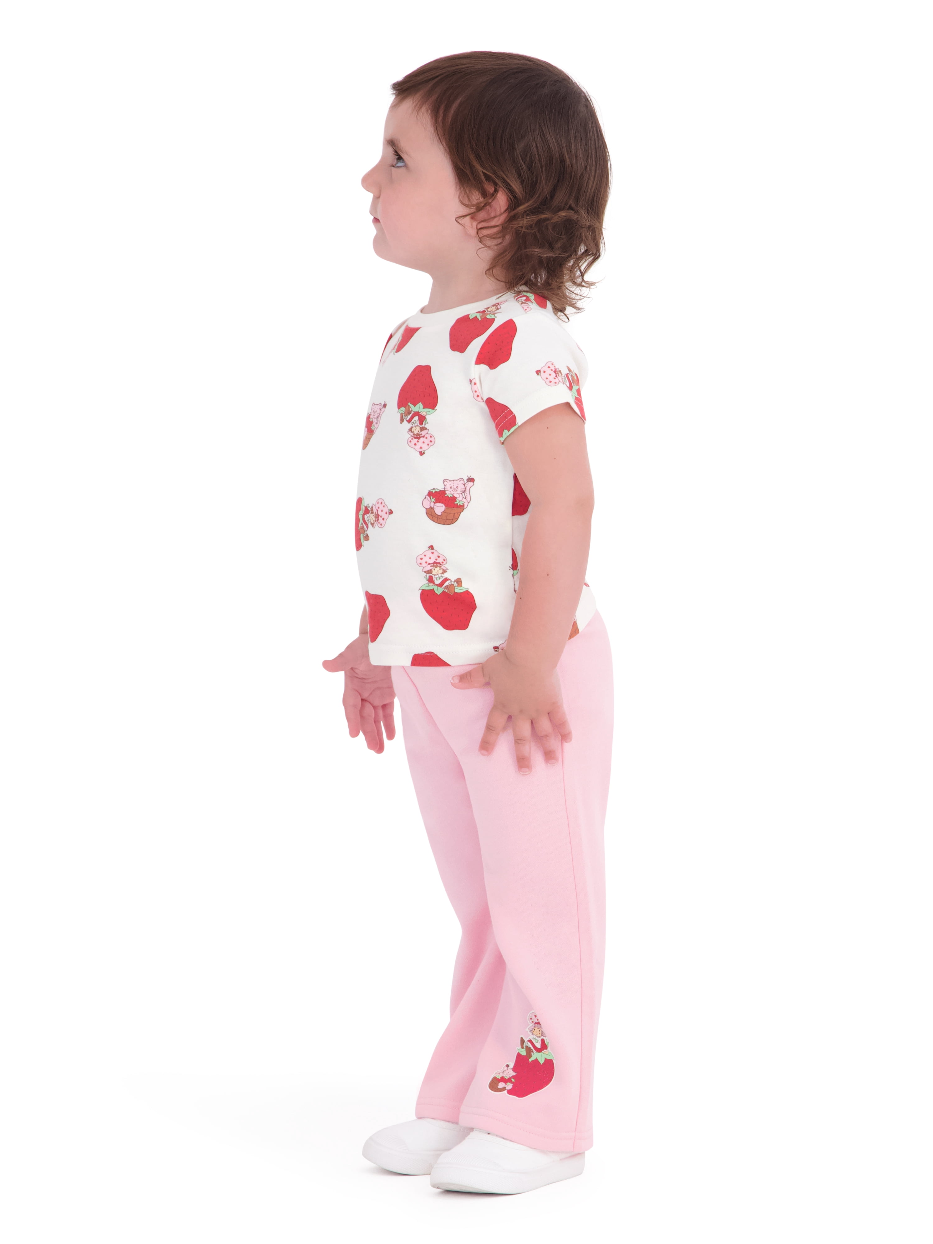 Strawberry Shortcake Baby Girl 3 Piece Fleece Jogger Set, Sizes 0-24 Months