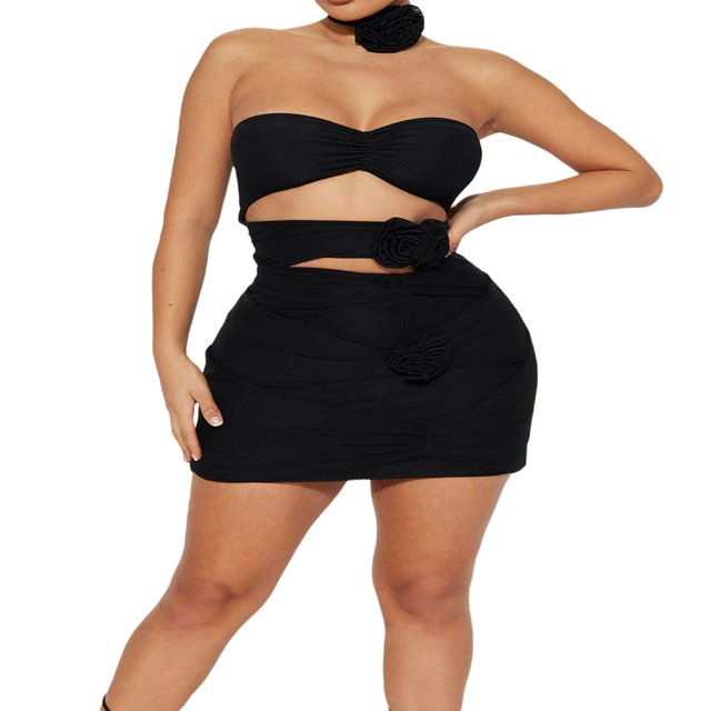 Robe Creuse de Couleur Unie pour Femmes avec Choker