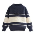 thumbnail image 2 of Chunky Knitted Sweaters for Girls Boys Long Sleeve Crewneck Sweatshirts Size 3-12 Tweens Casual Color Block Stretchy Pullover Thermal Warm Tops, 2 of 3