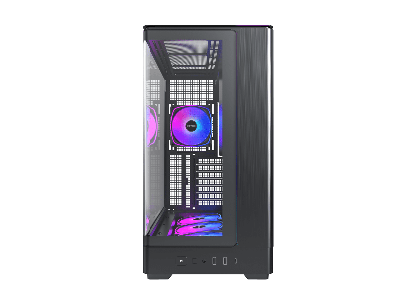 MONTECH KING 45 PRO KING45PB ATX PC Case, Curved Panoramic Glass, 4 ARGB PWM Fan Pre-Installed