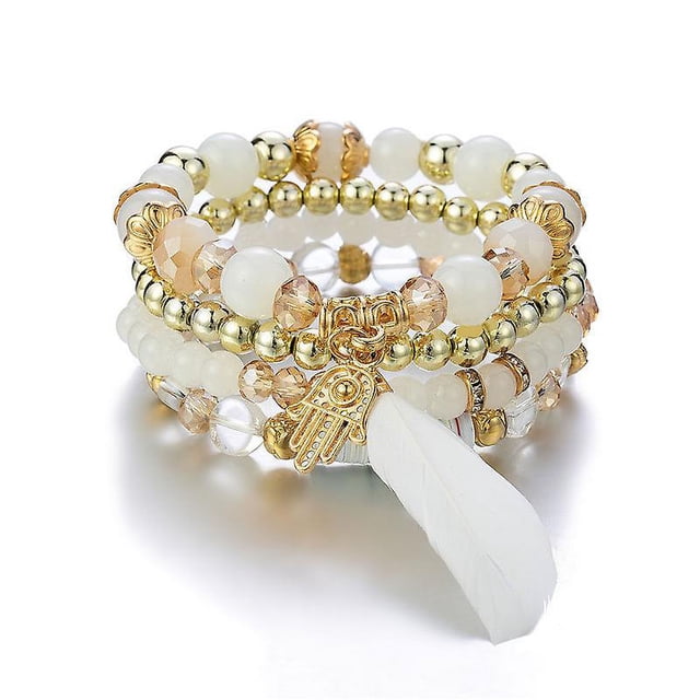 Pulsera HUOGUO con cuentas de madera de Bohemia con cuentas de cristal de colores