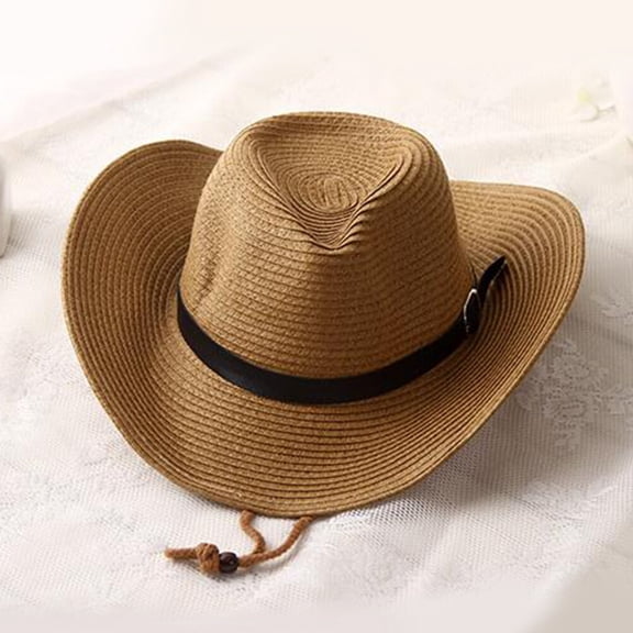 TINKSKY Classic Western American Style Straw Cowboy Hat for Sun Protection and Decoration One Size Fits