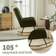 thumbnail image 6 of Modern Nursery Rocking Chair Upholstered Glider Chair with High Backrest Rocker Accent Armchair with Solid Wood Legs for Nursery Bedroom Living Room Teddy(dark green), 6 of 10