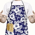 thumbnail image 2 of Pioneer Flower Floral Print Pattern Cotton Linen Apron with Pockets, Waterproof Adjustable, 33x27 Inch for Kitchen, Gardening, BBQ, Salon, 2 of 6