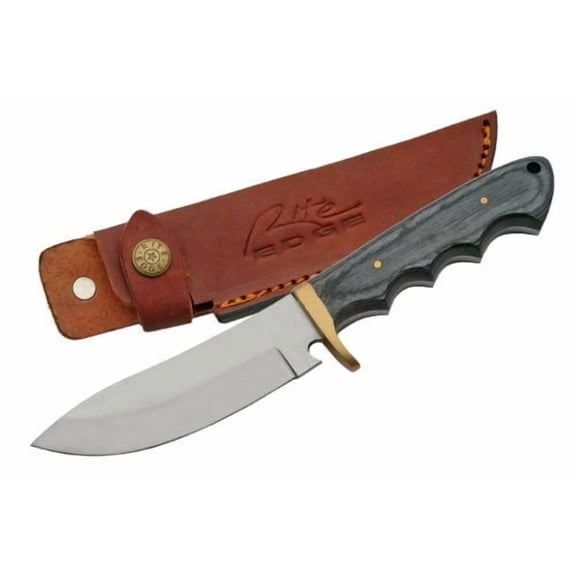 SZCO 9" Fixed Blade Hunter Knife with Black Wood Handle, Brass Guard, 4.5" Blade, Outdoor Camping Hunting Knife with Sheath