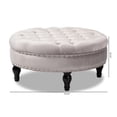 thumbnail image 4 of Baxton Studio Pouf Palfreyl Gris Velours Rembourré Bouton Touffeté, 4 of 6