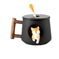 thumbnail image 1 of Monstrate Perro de dibujos animados Taza de agua de cerámica Tazón de desayuno de avena Mango de madera Vaso lindo Café Té Taza de cerámica Juegos de servir café y té Espinilla, 1 of 6