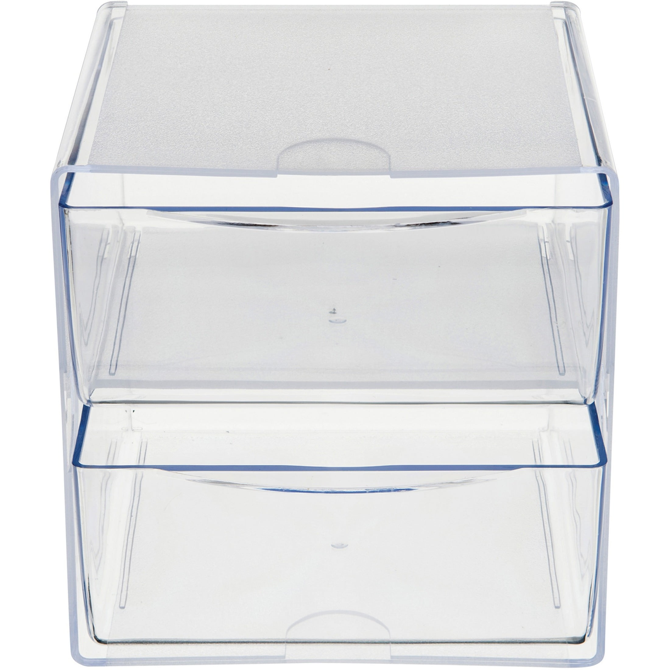 Deflecto Two Drawer Cube Organizer, Clear Plastic, 6' x 7-1/8' x 6'