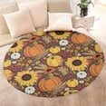 thumbnail image 4 of Fall Pumpkins Sunflowers Autumn Pattern Round Blanket,Comfortable Soft Flannel Throw Blanket,All Season,Warm Lightweight Blankets for Sofa Bed Couch Living Room Chair 47"x47", 4 of 5