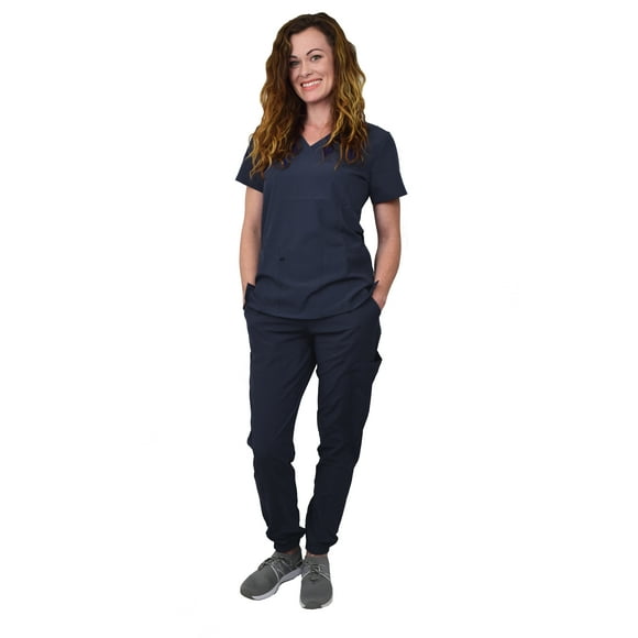 Green Town Femme Jogger Scrub Set Medical Nursing Top et Pantalon Couleurs Unies et Imprimés