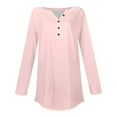 thumbnail image 5 of Breezora Womens Long Sleeve V Neck Button Down Shirt with Dropped Shoulder and Rounded Hem S Size Light Pink, 5 of 5