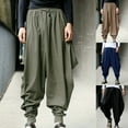 thumbnail image 4 of Men's Loose Casual Harem Japanese Trousers Baggy Fit Hippy Hakama Pants Bottoms, 4 of 10