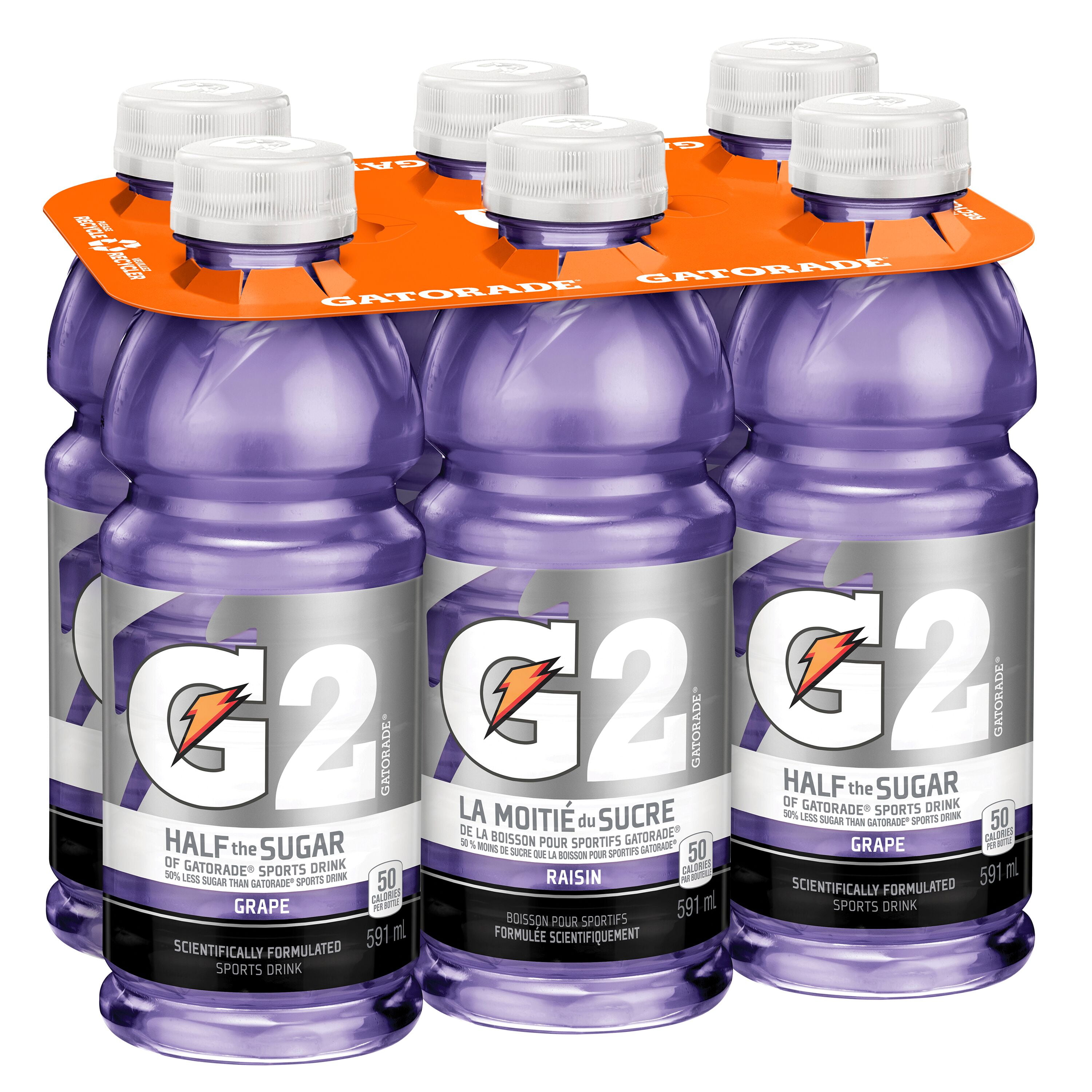 Gatorade G2 Grape Sports Drink 6 x 591 mL, Bottles, 6x591mL
