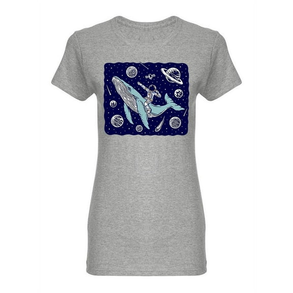 Astronaut Riding A Whale Design Shaped T-Shirt Women -Image by Shutterstock, Female Large