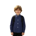 thumbnail image 5 of SGMVNU School Uniform for Girls Boys Long Sleeve Pleated Dress Shirt Lapel Collar Button Down Blouse Spring Fall, Size 9-10 Years, Navy, 5 of 6