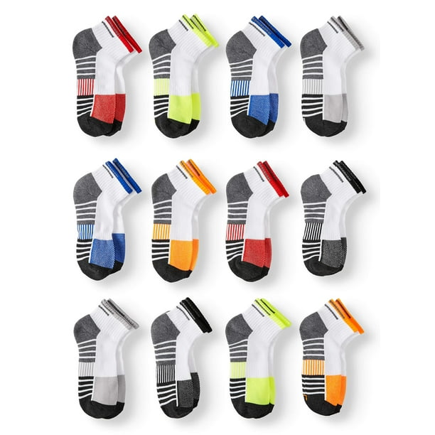 Athletic Works Athletic Works Boys Socks, 12 Pack Ankle, Sizes SL