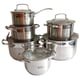 thumbnail image 1 of Batería de Cocina RD Royal Cook Plateada de Acero Inoxidable/tapa cristal 12 piezas, 1 of 5
