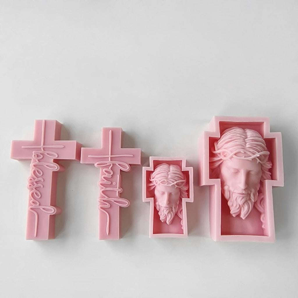 Osdhezcn Silicone Mold Crosses Candle Molds Human Portrait Gypsum Resin Soap Molds Desk Ornament Handmade Gifts for Craft Lover
