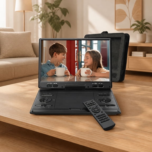 1 Pack 14.5 Inch Portable DVD Player with Rotating Screen, Car Headrest Mount, Rechargeable , Region Free, USB SD Card Support