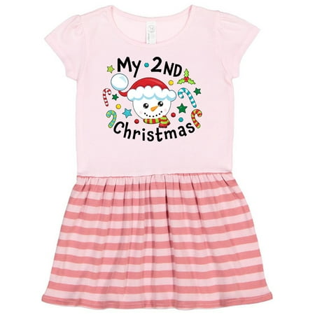 

Inktastic My 2nd Christmas Cute Snowman with Candy Canes Gift Toddler Girl Dress