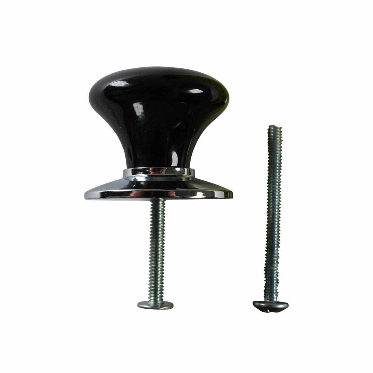 Kitchen Cabinet Knob Black Chrome 1 1/2" Dia W/ Backplate | Renovators Supply