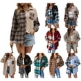 thumbnail image 5 of Txlixc Chaquetas a cuadros para mujeres, solapas y botones de manga larga, chaquetas y abrigos casuales Txlixc moda, 5 of 5
