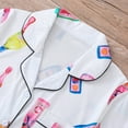 thumbnail image 4 of Womens Cute Pajamas 2 Piece Sleepwear Shorts Sets Short Sleeve Button Up Shirts Pjs Lounge Wear White, M, 4 of 7